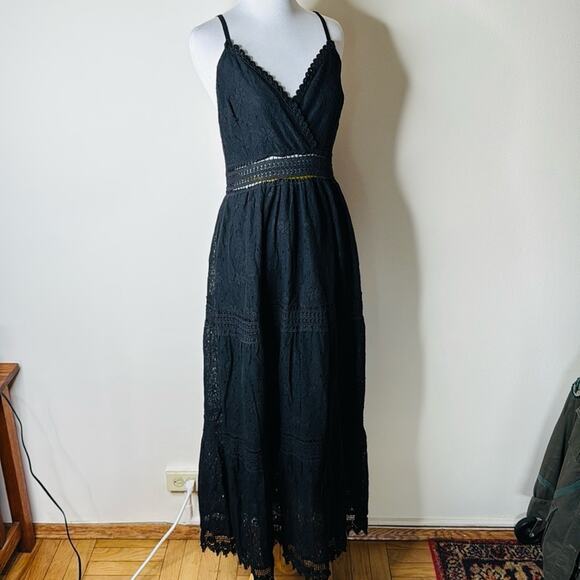 Black Lace and Eyelet Maxi Tank Dress - Picture 3 of 6